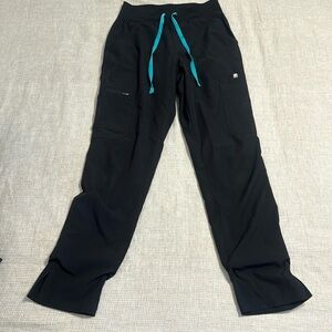 FIGS black XS High Waste Kade scrub pant - limited edition fabric